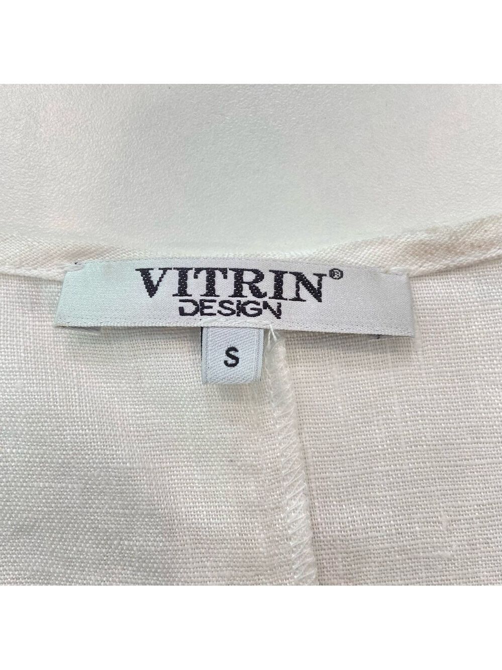 Linen tunic/dress/top ecru natural white Vitrin design asymmetric sleeveless sma - Picture 3 of 15